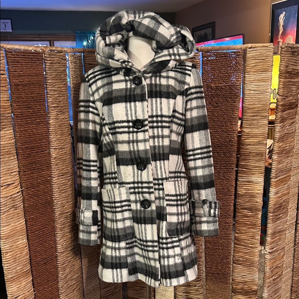 Plaid Hooded Women's Coat